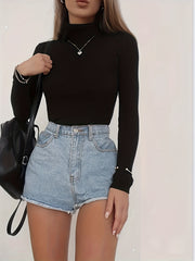 Ribbed Long Sleeve Turtle Neck Sweater