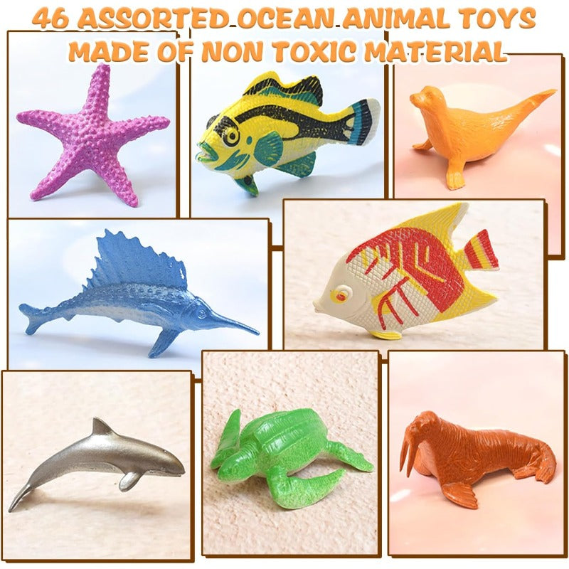 92pcs Mini Ocean Sea Animals Toys Assorted Vinyl Plastic Ocean Animal Figures