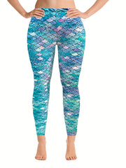 Fish Scales Print Sports Leggings