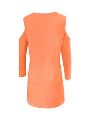 Cold Shoulder V Neck Long Sleeve Dress