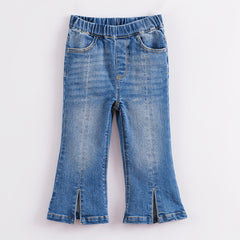 Girls Summer Denim Flared Trousers