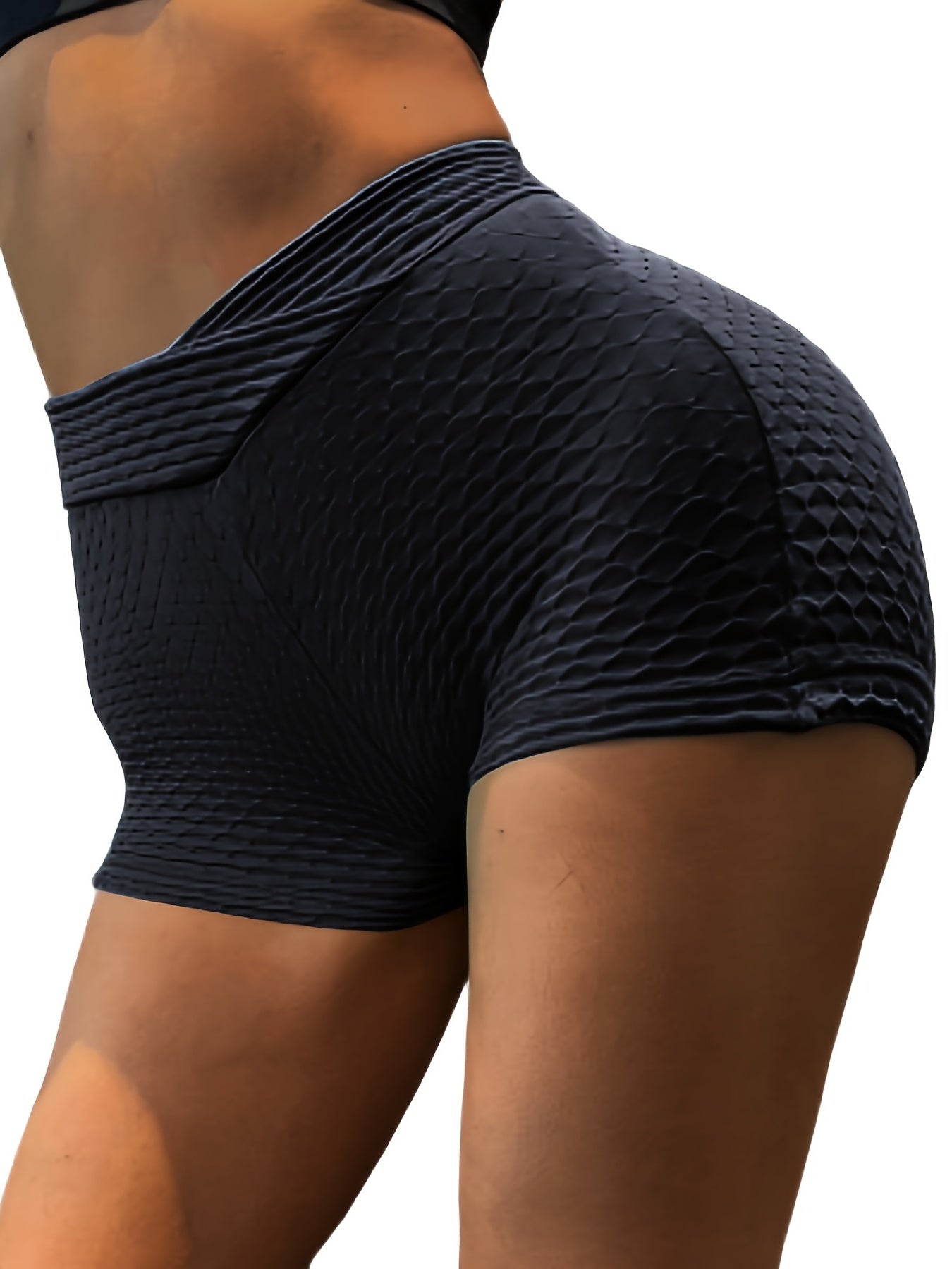 Textured Yoga Shorts High Waist Lifting Shorts Women's Clothing