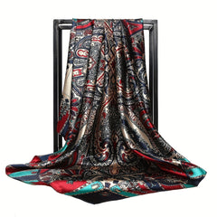 Paisley Printed Large Square Scarf Silk Satin Bandana Hair Wrap Neck Scarf