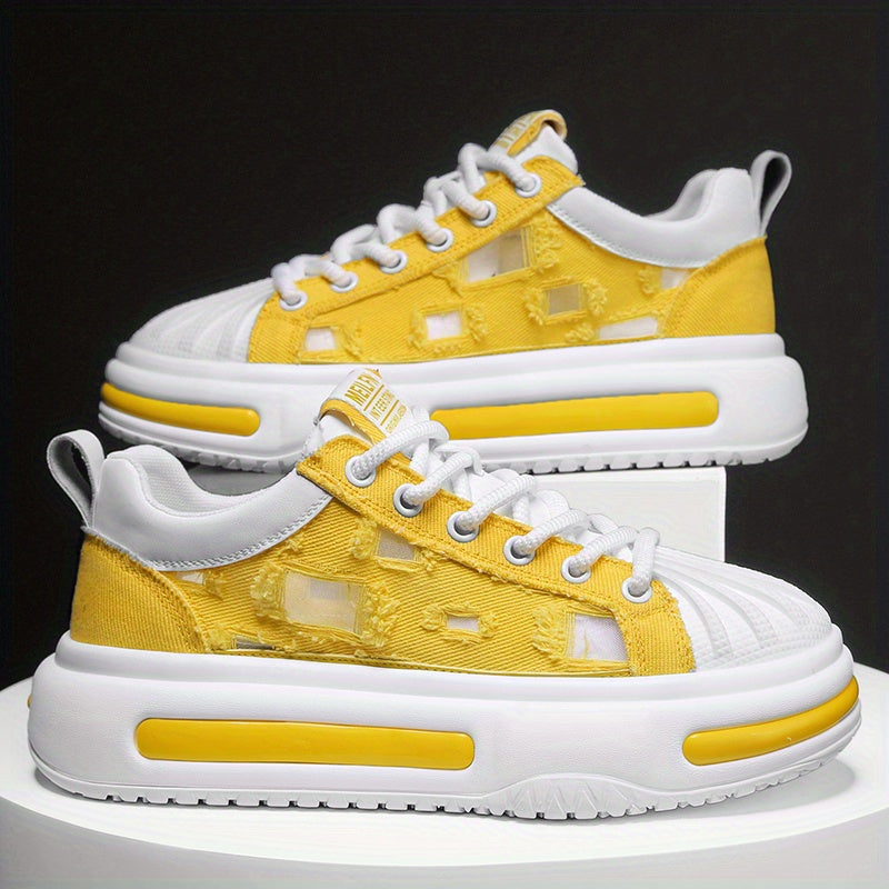 Men's Chunky Lace-Up Sneakers Ripped Shoes