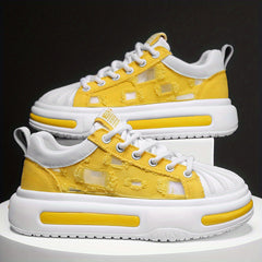 Men's Chunky Lace-Up Sneakers Ripped Shoes
