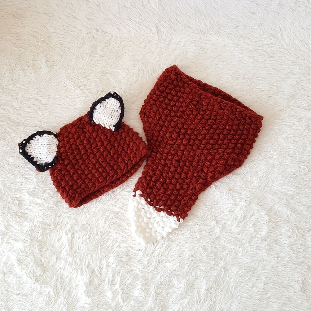 Kids Cartoon Squirrel Hat & Scarf Set