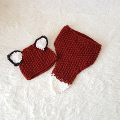 Kids Cartoon Squirrel Hat & Scarf Set
