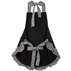 Polyester Retro Ladies Kitchen Apron with Lace Detailing