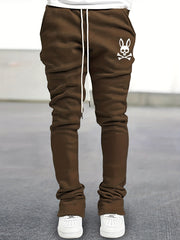 Men's Bell Bottom Pants Skull Pattern Slim Fit Streetwear