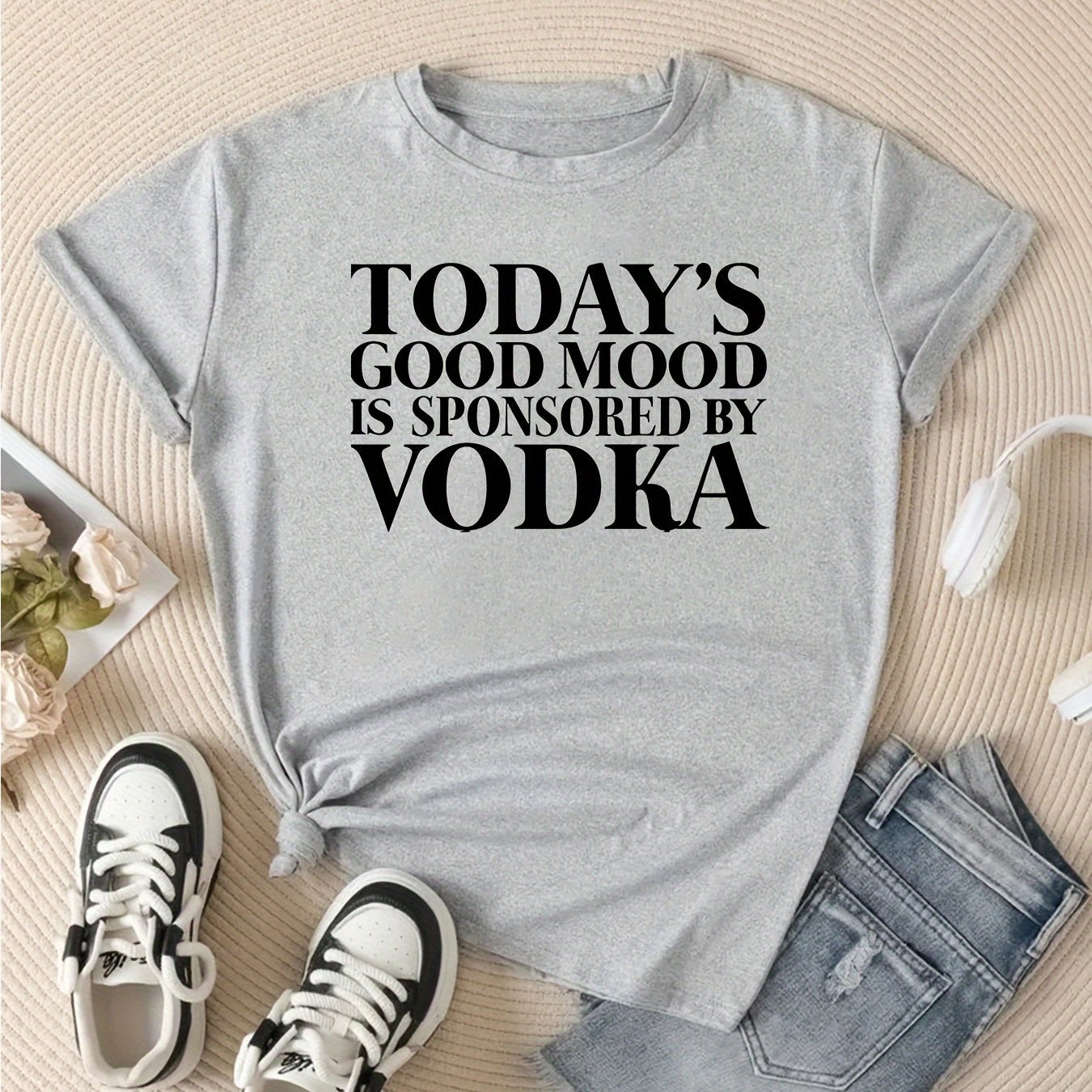 Graphic Sports T shirt Round Neck Short Sleeves Workout Tops Women's Active