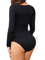 Long Sleeve Round Neck Yoga Bodysuit Solid Sports Jumpsuit Women's Activewear