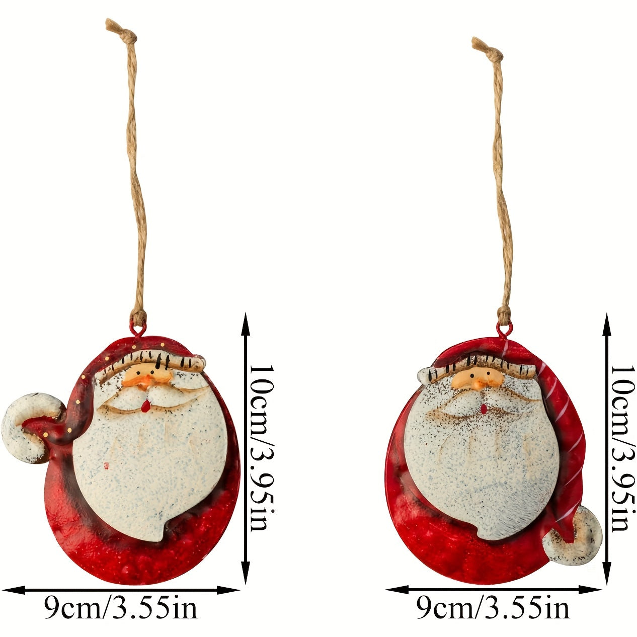 5pcs Double Sided Christmas Tree Ornaments Tin Santa Snowman Ornaments