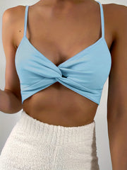 Twist Front V-Neck Cami Top Solid Color