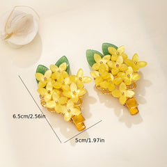 Osmanthus Flower Hair Clips Yellow Alloy Hanfu Chinese Style Hairclip Vintage