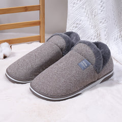 Men's Warm Fleece Round Toe Slippers Non-slip Home Shoes