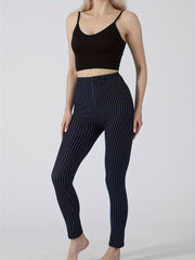 Striped Print Lounge Pants Casual Slim Elastic Waistband Womens Loungewear