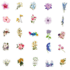 50 Flower Card Stickers for Notebook Skateboard Phone
