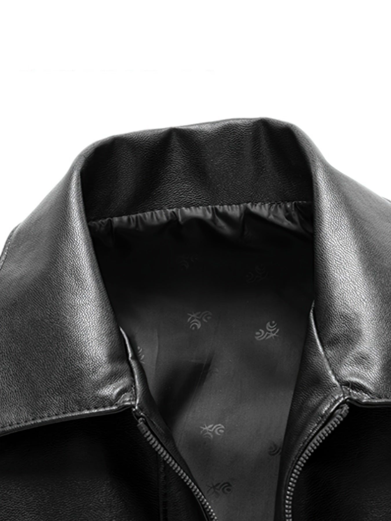 Men's Leather Jackets V neck Business Zipper Pockets