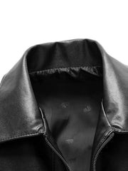 Men's Leather Jackets V neck Business Zipper Pockets