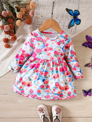 Baby Girls Flower Print Long Sleeve Dress