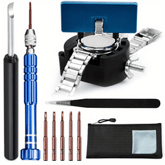 12pcs Watch Repair Kit Screwdriver Wrench Case Opener Holder