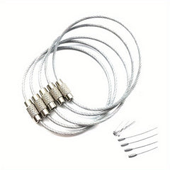 5pcs Stainless Steel Wire Keychain Keyring Luggage Tag Screw Key Chain