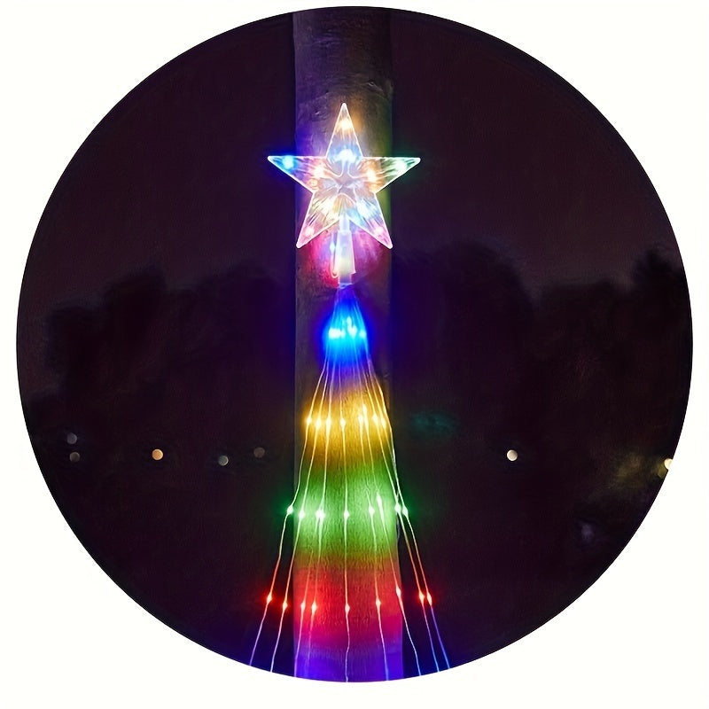 Christmas Waterfall Cone Tree Light LED With Star Topper 8 Modes