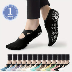 Women's Non-slip Cross Strap Yoga Socks Breathable Dance Training Socks