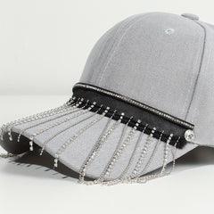 Tassel Hip Hop Baseball Cap Gray Y2K Sun Hat Sunscreen Dad Hats