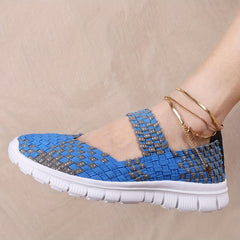Women's Braided Flat Shoes Comfortable Elastic Slip On Walking Shoes