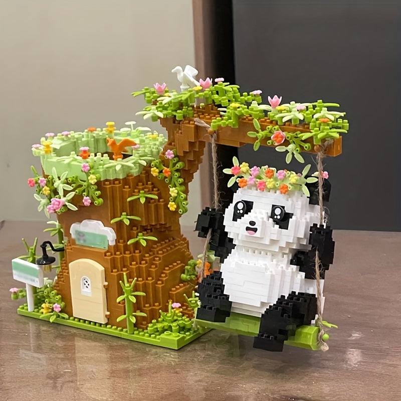 Panda Building Blocks Swing Pen Holder Puzzle Toy Gift