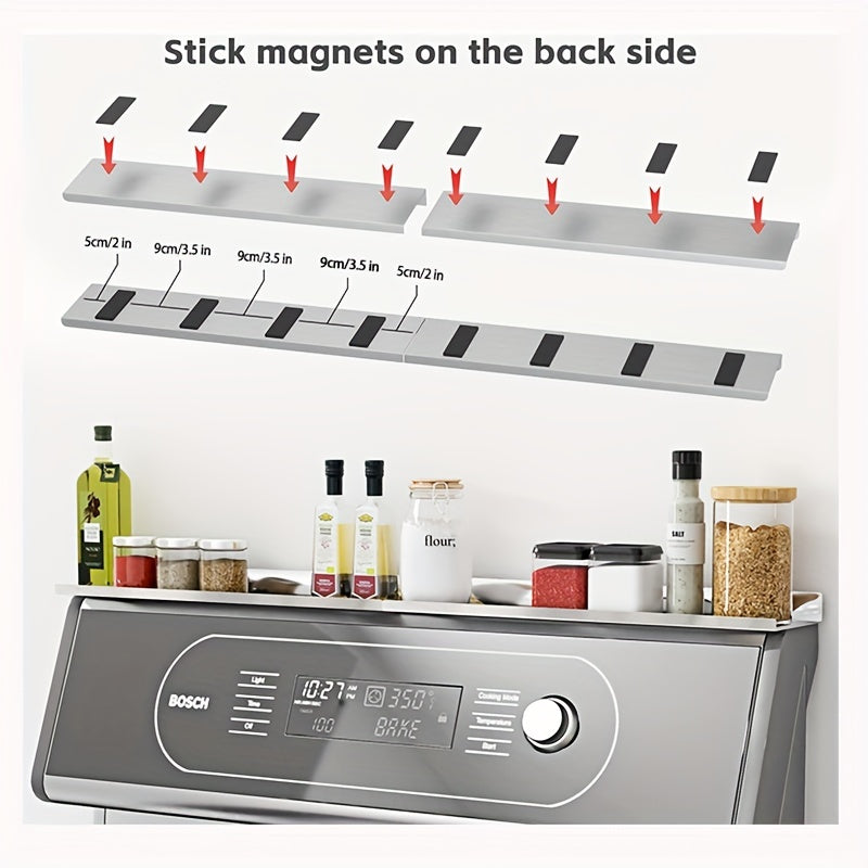 Stainless Steel Magnetic Spice Rack for Kitchen Stove - Keep Spices Organized