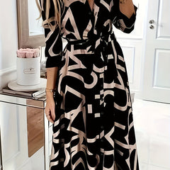 Graffiti Print Maxi Shirt Dress With Belt