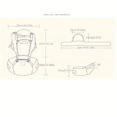 Adjustable Baby Carrier with Support Strap and Storage Grey