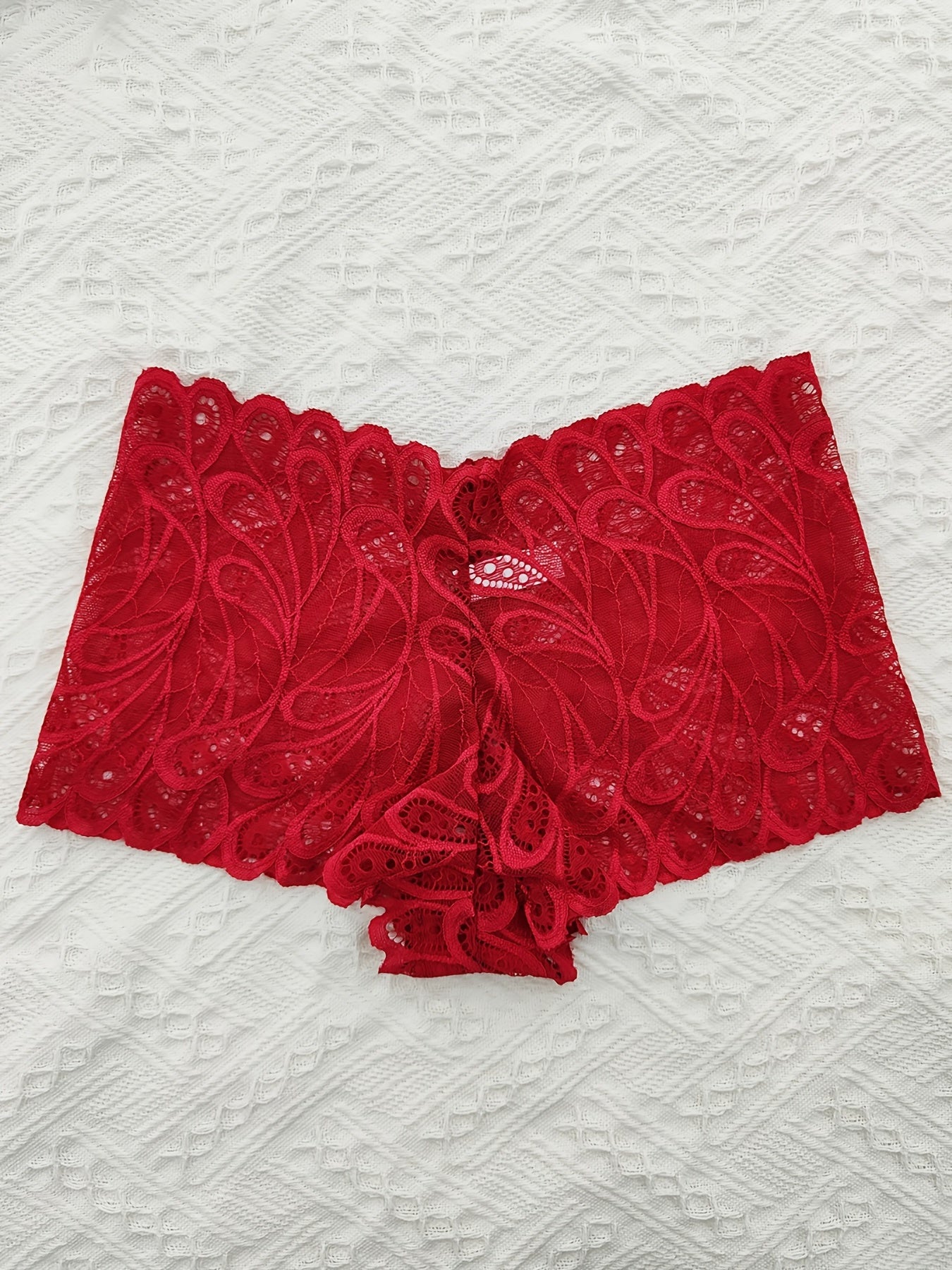 Floral Lace Hollow Boyshort Panties Sexy Intimates Lingerie