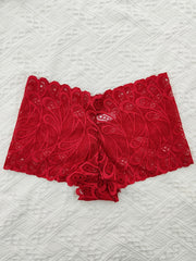Floral Lace Hollow Boyshort Panties Sexy Intimates Lingerie