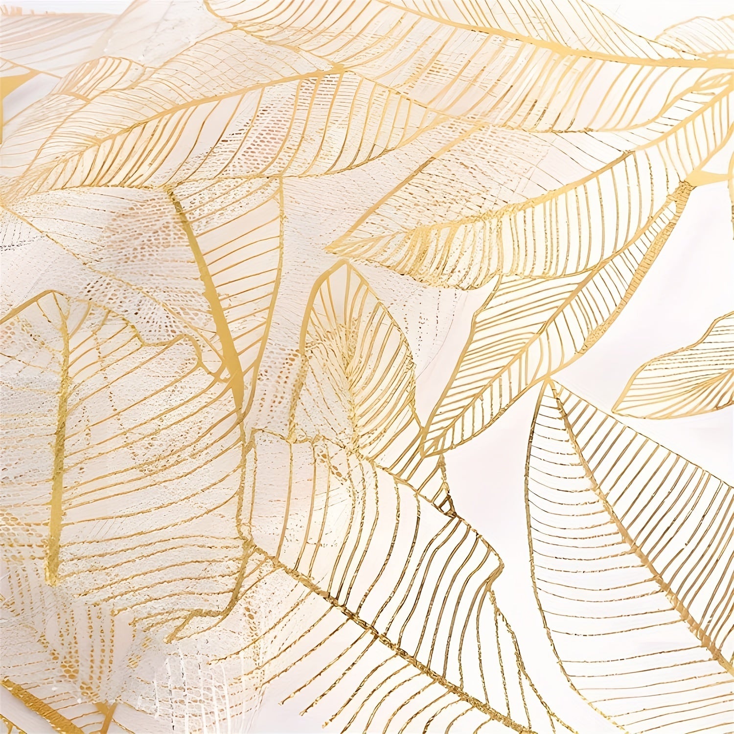 Golden Leaf Organza Metallic Table Runner for Home Kitchen Table Decoration
