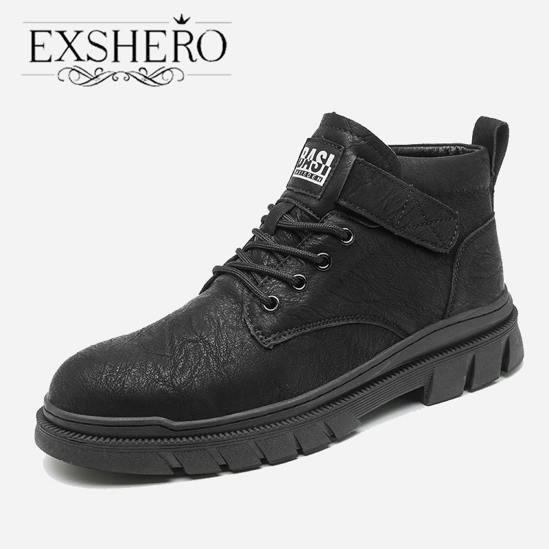 EXSHERO Men's Vintage Round Toe Casual Ankle Boots