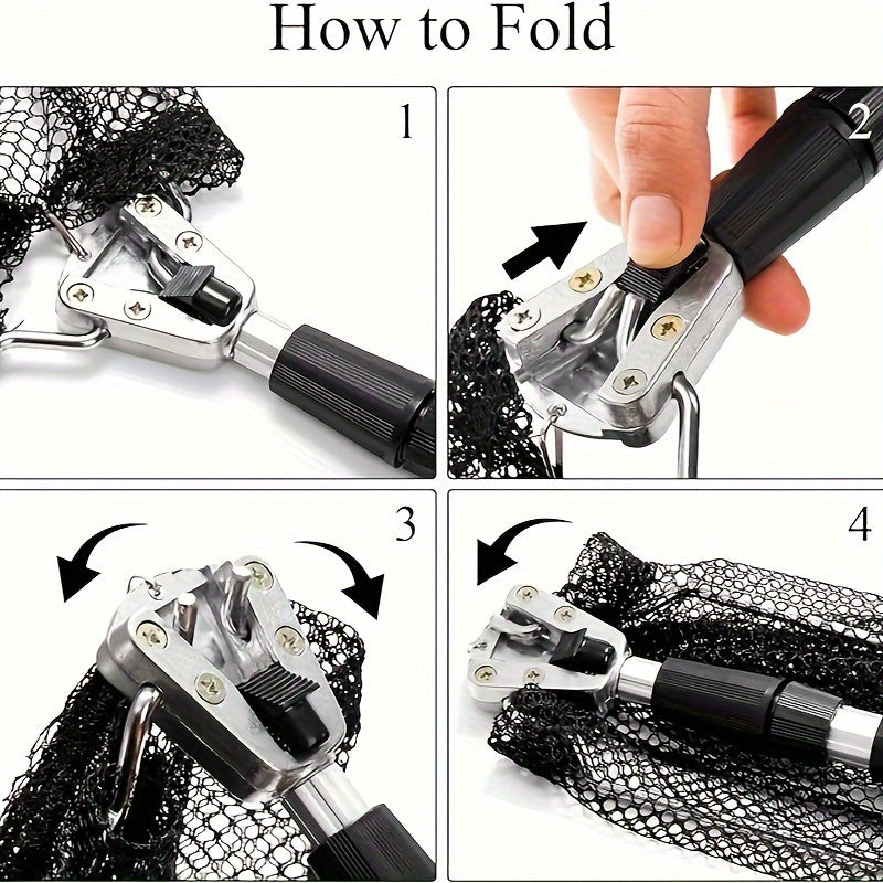 1pc Fishing Net Retractable Pole Handle Foldable Nylon Fishing Mesh Tackle
