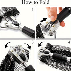 1pc Fishing Net Retractable Pole Handle Foldable Nylon Fishing Mesh Tackle