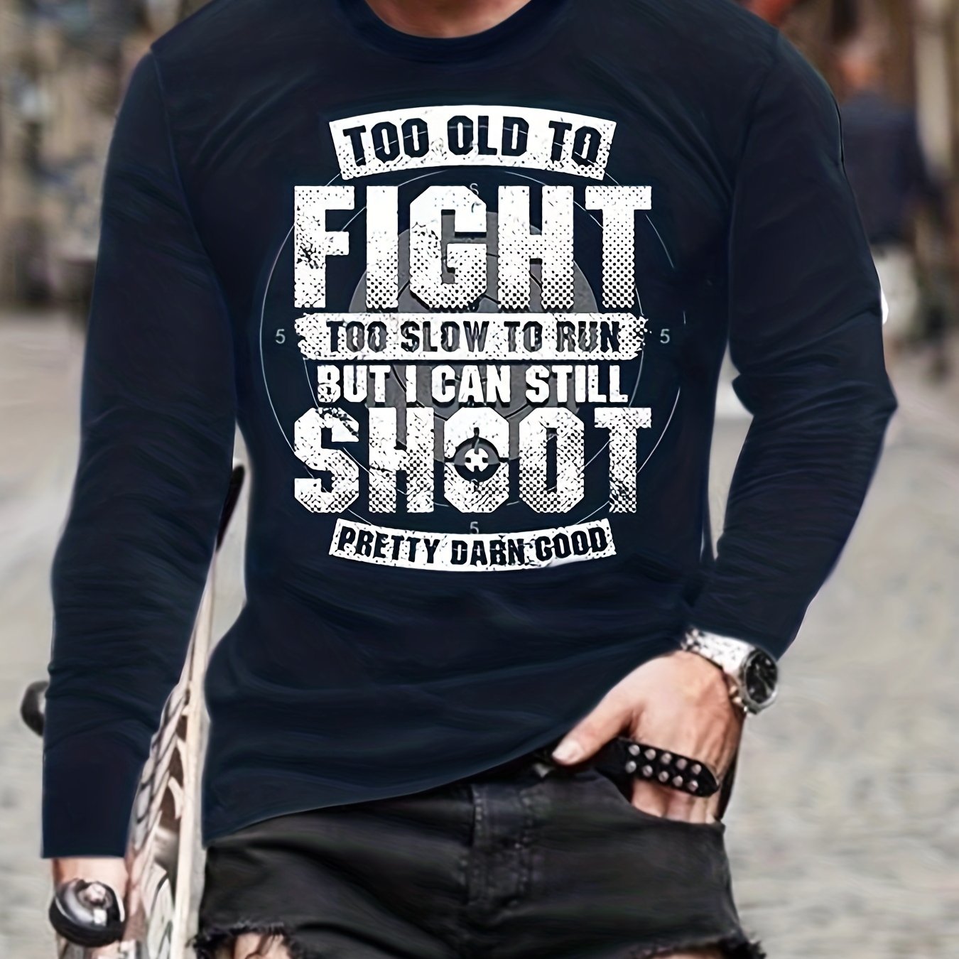 Funny 3D Pattern Print Men's Graphic T-shirt Long Sleeve Pullover Tops