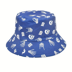 Men's Skull Print Bucket Hat Double Sided Basin Hat Spring Summer