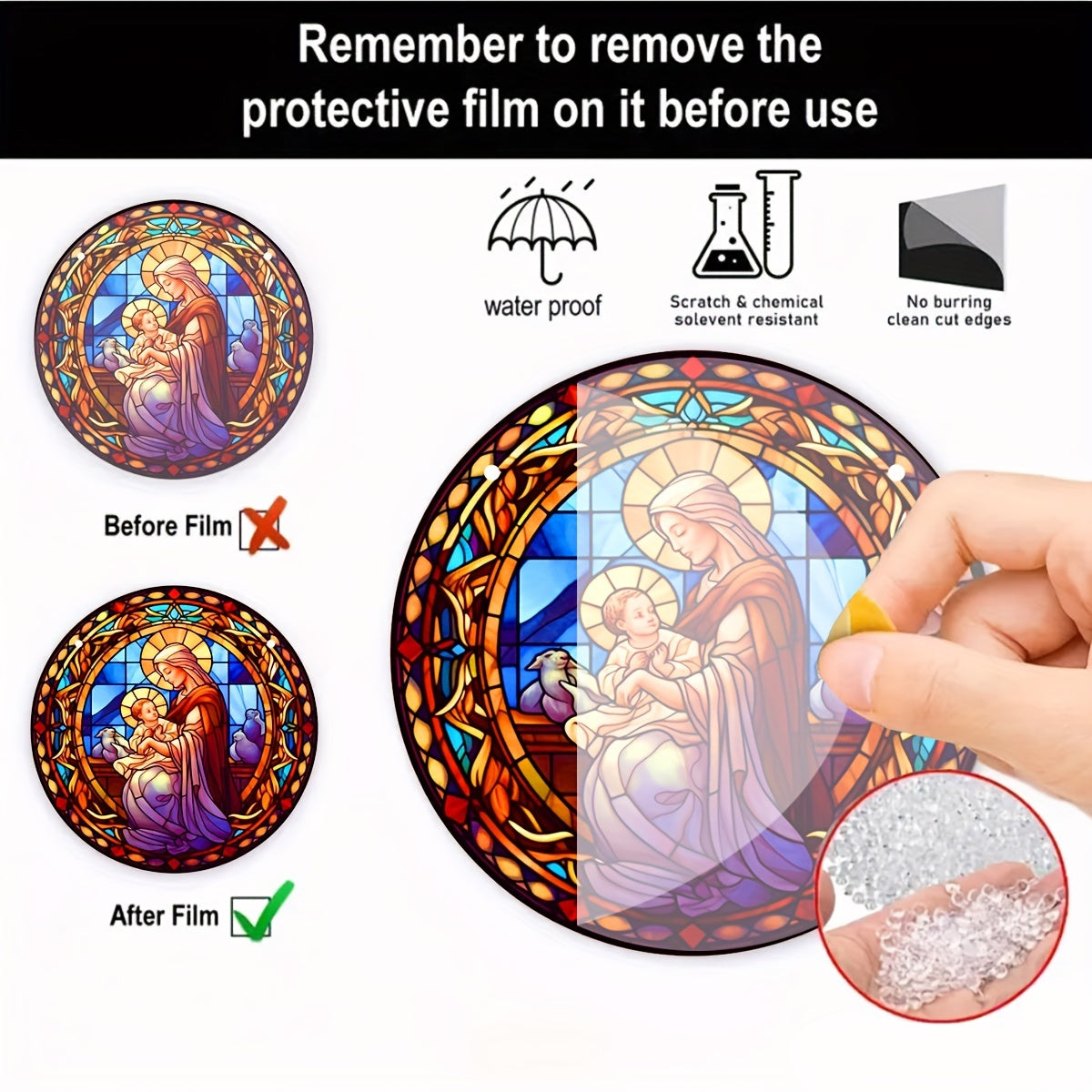 14" Jesus Acrylic Window Suncatcher Stained Panel Hanging Decor