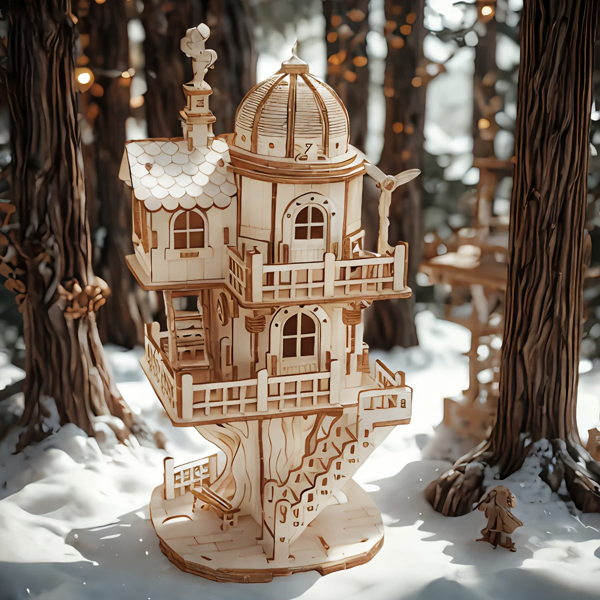 3D Wooden Treehouse Puzzle Model DIY Assembly Gift
