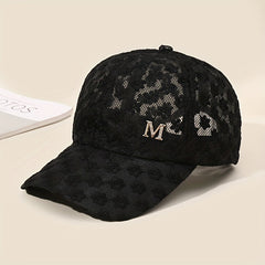 Unisex Lace Adjustable Baseball Cap with Letter Embroidery