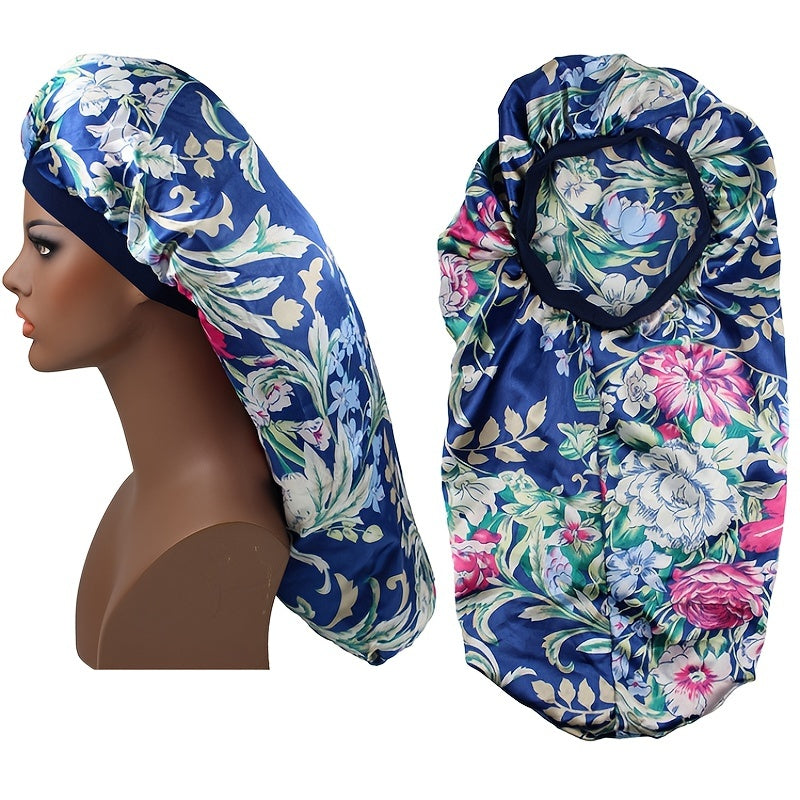 Silk Long Hair Wrap Printed Bonnet Sleep Cap