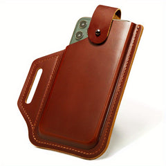 Leather Retro Mobile Phone Pocket Men's Belt Hanging Bag