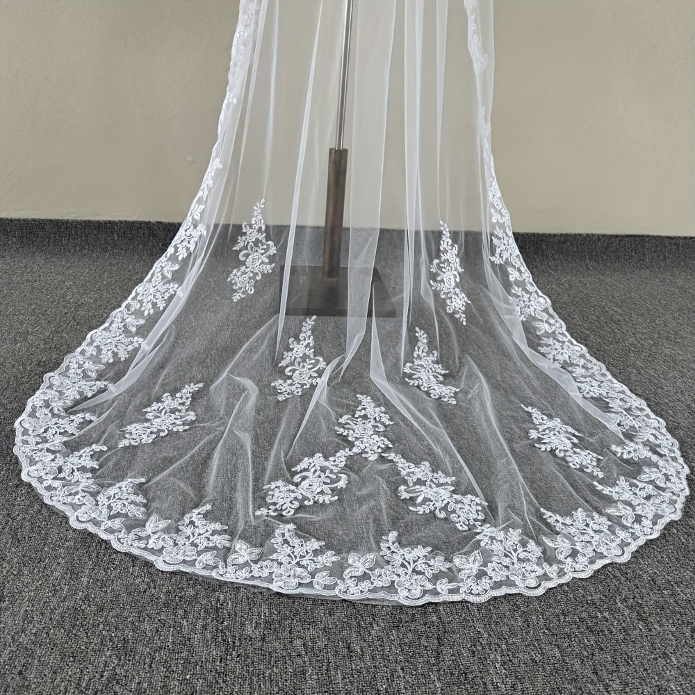 3m Lace Wedding Veil with Comb Ivory Bridal Gown