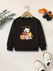 Girls Sweatshirt Stacking Cats Print Long Sleeve Top Pullovers
