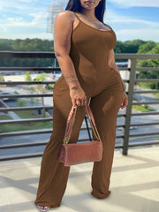 Casual Cami Jumpsuit Women's Plus Solid